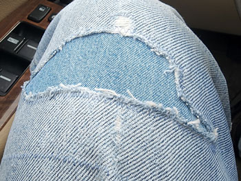 patched knee of jeans